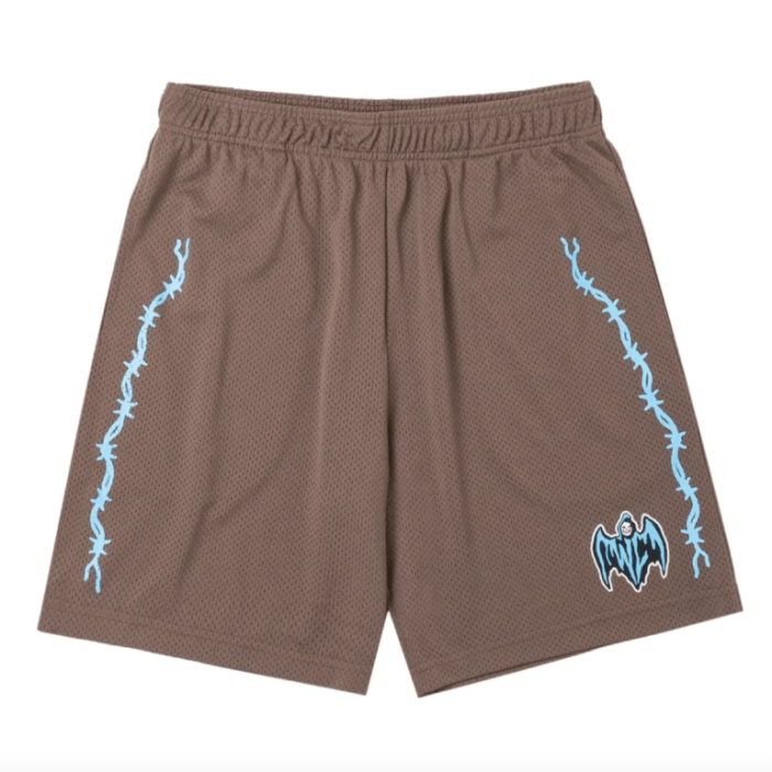 Warren Lotas Bat Reaper Mesh Shorts - Brown Light Blue