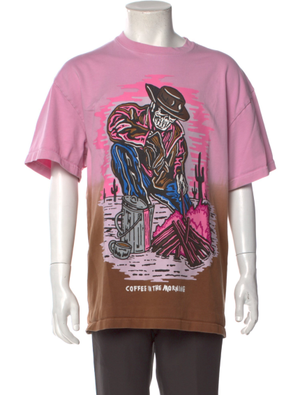 Warren Lotas Printed Crew Neck T-Shirt - Pink/Brown