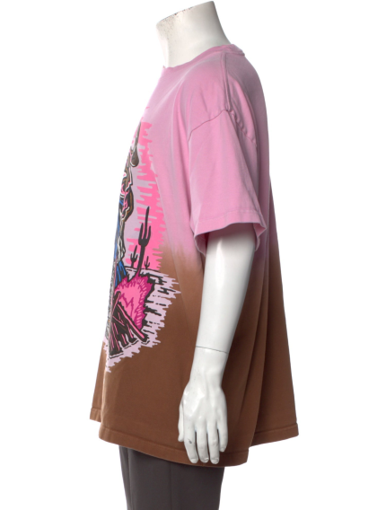 Warren Lotas Printed Crew Neck T-Shirt - Pink/Brown