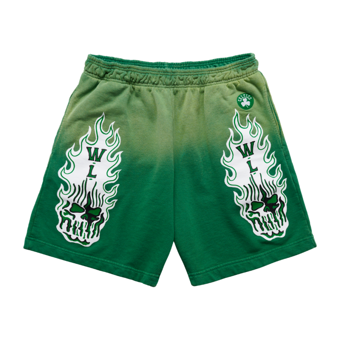 Warren Lotas Boston Celtics Flaming Skull Shorts